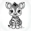 Placeholder: cute puppy Zebra, black and white, white background, clean lines, coloring page for kids