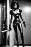 Placeholder: [photo by Helmut Newton] Gunnm Battle Angel Alita, in her iconic outfits for the Sears catalogue (1982) special latex issue in a theater backstage