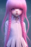 Placeholder: Loli, hands behind back, wholesome, innocent, long pink hair, tilted head