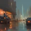 Placeholder: an oil painting of a shiny abandoned futuristic city at night, artstation, illustration, comic, blur, low quality, by Henry Asencio, by Bo Bartlett