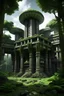 Placeholder: picture of an ancient nuclear semiotics brutalist architecture jungle temple in the style of las pozas xilitla, Stonehenge. concept art hyperrealism