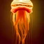 Placeholder: biomorphic jellyfish morphed with electronic wiring and mixed with lighting, Nanopunk and Biopunk with cyberpunk look,golden hour,MTG,8k, art by HR Giger.