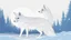 Placeholder: An outline of an artic fox. The inside is filled with constellations, nebulas, and aurora borealis blue. The scene is made to look like a real artic fox. Dey, illustration, 3d render, vibrant, cinematic