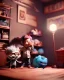 Placeholder: Boy room scene with color hair monster, Steven Spielberg style, realistic photo, sweet, concept art, smooth, unreal engine 5, god lights, ray tracing, RTX, lumen lighting, ultra detail, volumetric lighting, 3d.