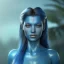 Placeholder: portriate of beautiful blue na'vi warrior,volumetric lighting, particals, intricate detail,realistc, close up