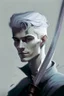 Placeholder: noble swordman very short gray hair demi-fiend