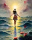 Placeholder: woman floating in ocean sky, heavenly sunshine beams divine bright soft focus holy in the clouds