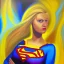 Placeholder: blonde superwoman. oil on canvas, volumetric light