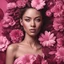 Placeholder: Hyper Realistic women-empowerment with pink-flowers & maroon-pink-textured background