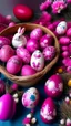 Placeholder: A purplish magenta Easter themed plain with eggs and bunnies painted by Zosan