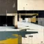 Placeholder: Minimal contemporary abstract oil paintings of desolate 1960s carpark with road markings and concrete fragments. Overlay with grungy typography graphics. style of Justin Mortimer and Francis Bacon.