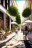 Placeholder: the design of a pedestrian street environment in the romantic, modern and fabulous style