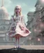 Placeholder: Elle fanning toddler, full body, city background, floral dress, dramatic lighting, hyper realistic