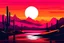 Placeholder: poster purple, pink orange, desert sunset, retro poster design