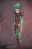 Placeholder: steampunk elf in a neon dystopian forest