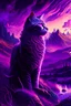 Placeholder: majestic cat, psychedelic, violet tones, fantasy landscape