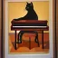 Placeholder: cat playing piano in style of chuck close painting