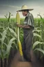 Placeholder: Asian farmer growing tall corn