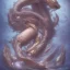 Placeholder: sango fantasy, fantasy magic, intricate, sharp focus, illustration, highly detailed, digital painting, concept art, matte, artgerm and paul lewin and kehinde wiley, masterpiece sexy lips Asian afro lips black African lady body mermaid Dragon fish head silver space lady sea under water mermaid pretty