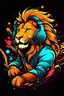 Placeholder: Graffiti style warm colors a cool lion with headphones brake dancing