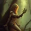 Placeholder: frank frazetta style, witch in the forest, dusk