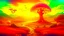 Placeholder: A dreamy landscape with mushrooms and a old, huge tree in the center. Fantasy roads of light going towards the tree. The sun is going down behind the tree. Mountains in the background. Digital Art, Masterpiece. Fantasy. Dream. Dreamy. Surreal.