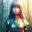 Placeholder: Anime girl cute neck head portrait, warrior costume, village, meditation, 8k quality