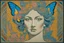 Placeholder: colorful psychedelic painting of ancient god psyche depicted in ancient mosaic art as a butterfly-winged woman by andy warhol