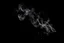 Placeholder: patch of White smoke spiraling away in smaller strands from bottom right. small streams of electricity throughout. black background