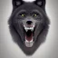 Placeholder: black alpha wolf baring teeth photorealistic