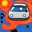 Placeholder: space car traffic in miro style