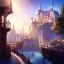 Placeholder: Clear focus, 8k, high quality, detailed, beautiful lighting, quiet European mountain village fantasy, Castle, Houses, Three,