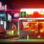 Placeholder: cyberpunk fast food establishment