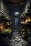 Placeholder: undeground infirmary, stone walls and flor, stone berths, shelves wtih alchemy and herbs, big infirmary, big rooms, fantasy, dark vibe, dimly