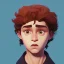 Placeholder: Portrait of a 9 year old wizard curly hair boy with big lips Nick Harris style