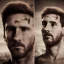 Placeholder: portrait photography of perfect face lionel messi beautiful God, argentina flah, Fire theme art, Dark moody night atmosphere, 8K, close-up face, ignore NSFW,magic,city, steampunk, chief ,apocalypse, set , sorrow,cyborg,