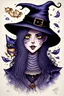 Placeholder: Cute friendly witch, playing with cute cats, perfect eyes, perfect iris, ink and pencil, style Elisabeth Kreitz