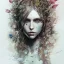 Placeholder: singer Danish MØ face,Style Yoji Shinkawa, watercolor illustration , Dryad, plants, wildflower,