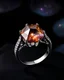 Placeholder: an exquisite transparent ring holds a cosmic wonder within its confines. The ring itself is made of a translucent material, allowing one to see through its ethereal beauty. Encased within the ring is a mesmerizing cosmic scene, a breathtaking glimpse into the vastness of the universe. The cosmic display within the ring unfolds like a celestial dance. Stars, galaxies, and nebulas intertwine, forming an awe-inspiring tapestry of colors and shapes. The vibrant hues of blues, purples, and pinks ble