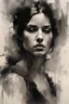 Placeholder: deep powerful evocative gladiator portrait abstract painting,JEREMY MANN ,charcoal pencil strokes cross hatch technique minimalist illustration