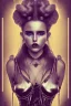 Placeholder: Danish singer MØ face, steampunk, purple tones, high light,