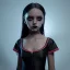 Placeholder: Jenna ortega black dress,soft goth libstick, wednesday addams make up, dramatic lighting, highly detailed, volumetric lighting, unreal engine, 8k