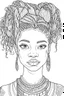 Placeholder: african girl face with beautiful hairstyle coloring page