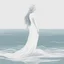 Placeholder: Selkie by the sea pure white, in minimalist art style, background ocean