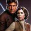 Placeholder: carrie fisher embracing harrison ford, waist up portrait, intricate, oil on canvas, masterpiece, expert, insanely detailed, 4k resolution, cinematic smooth, intricate detail , soft smooth lighting, soft pastel colors,