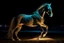 Placeholder: a horse made of sand dissolves into luminous swirls