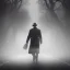 Placeholder: a man wearing a trench coat and hat walking down the street of london, lots of fog, dramatic, dramatic lighting, volumetric lighting, hyperrealism, 8k, high quality, photorealistic, lot of details