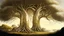 Placeholder: Valinor, tolkien, two giant trees, one giant golden tree, one giant silver tree,