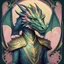 Placeholder: Bordered digital art of a Dragon Emporer, in the style of torat and art deco, with olive green, pastel pink, rich blues and Shimmering golds accents. Fantasy art. High quality, masterpiece. Dungeons and dragons