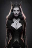 Placeholder: Lauren Bacall as evil queen in black leather, leather, busty, cleavage, angry, stern look. character design by cory loftis, fenghua zhong, ryohei hase, ismail inceoglu and ruan jia. unreal engine 5, artistic lighting, highly detailed, photorealistic, fantasy